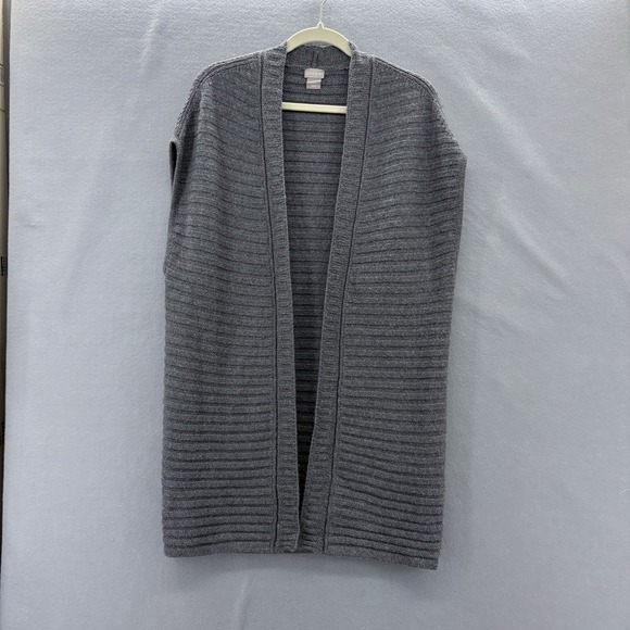 Chico's Sweaters - Chicos Size 0 Small Shimmer Long Open Front Sweater Vest Gray Boho Casual Staple